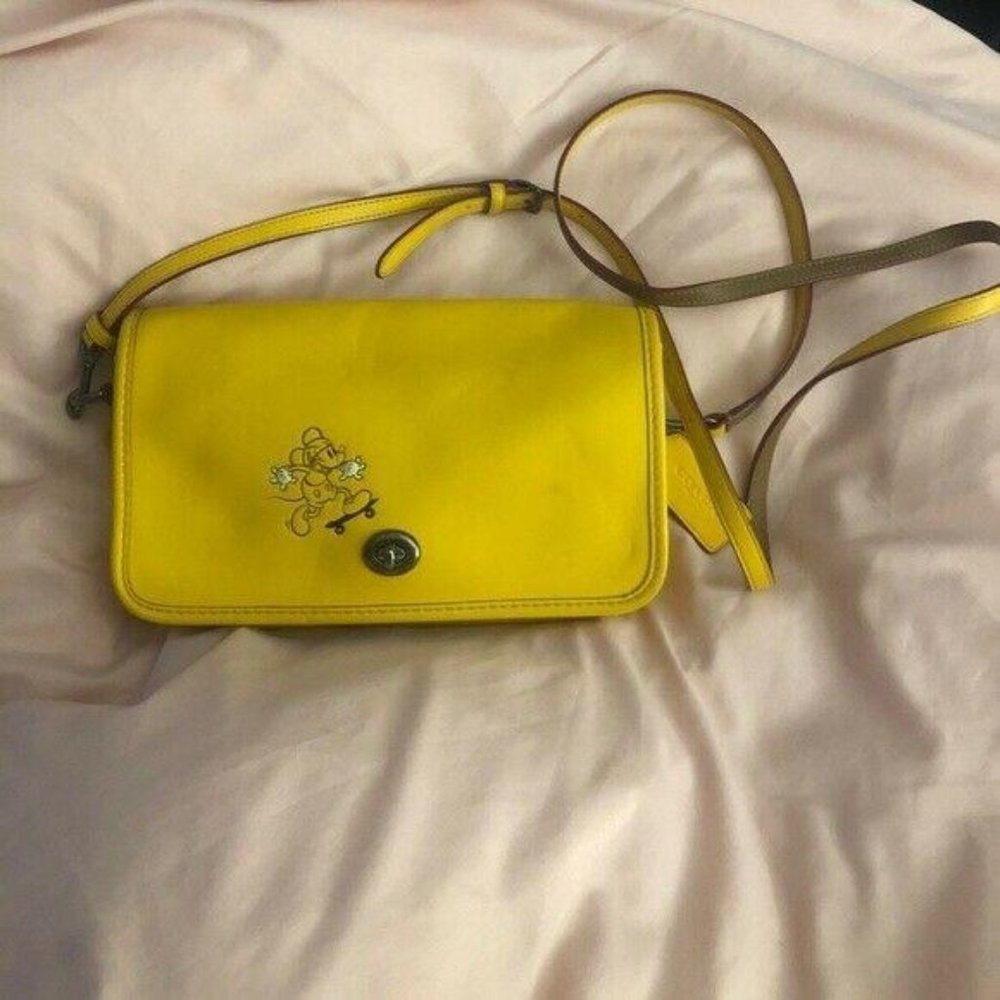 Coach Disney Mickey Mouse Skateboard Yellow Bag